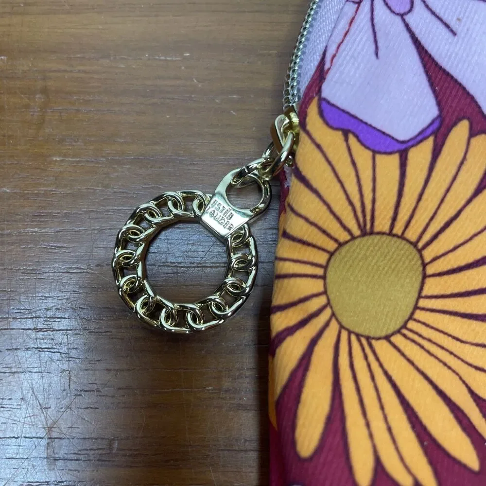 Estee Lauder Makeup  Cosmetic Bag  Multi   Color Red & Orange Floral
